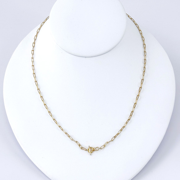 Vintage Gold-Tone Sterling Silver Paperclip Chain Necklace | Adjustable 16”-18" - Picture 1 of 6